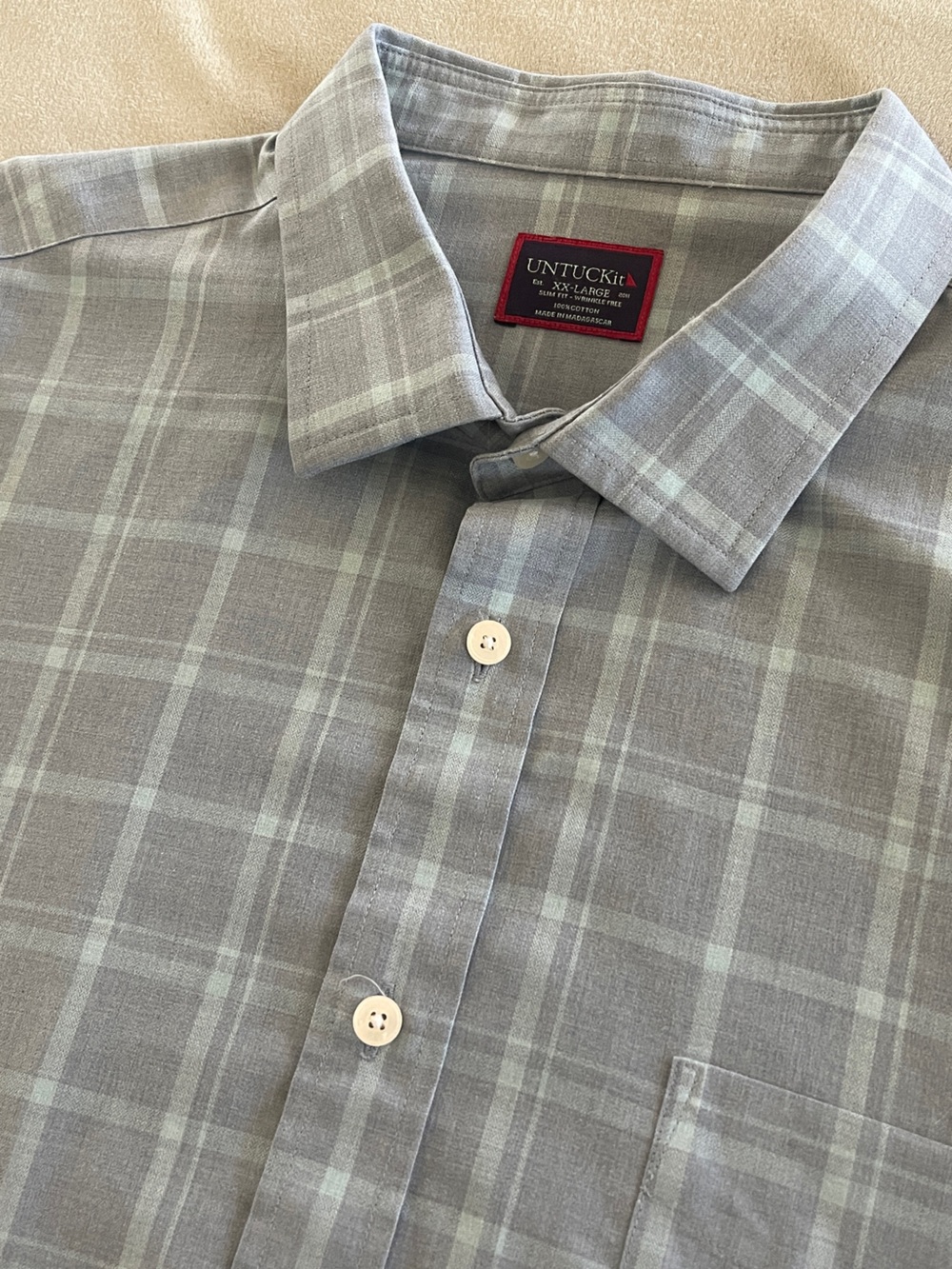 UNTUCKit Gray Plaid Short-Sleeve Button-Down Shirt